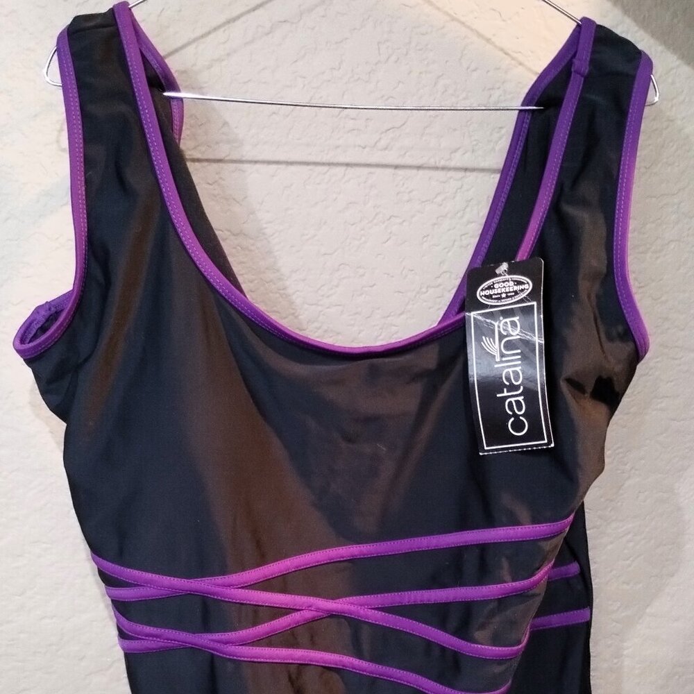 Black & Purple Bathing suite. Brand New.  Size  3X